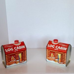 Vintage Collectible LOG CABIN Syrup 100th Anniversary metal containers